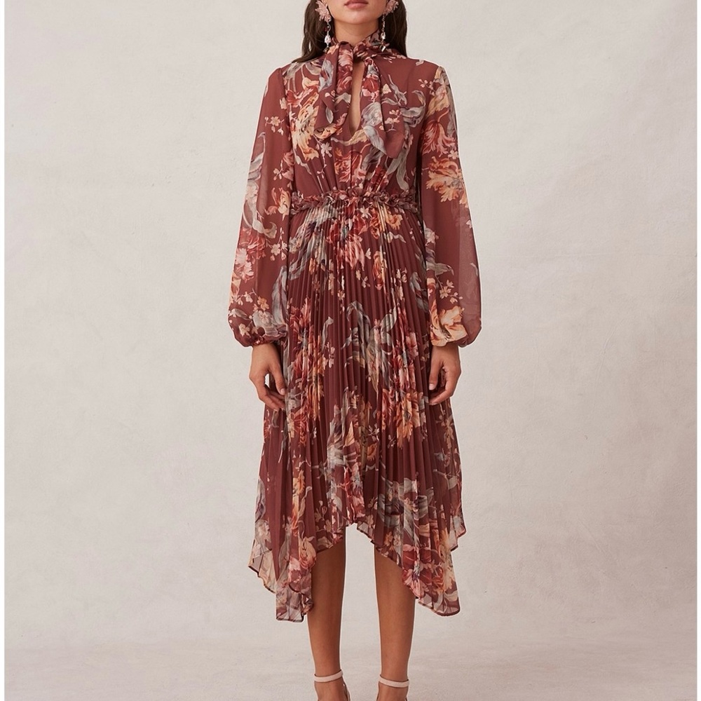KEEPSAKE the Label Orange Asymmetrical Long Sleeve Dress